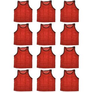 12 Pack Red Sports Pinnie Training Vests