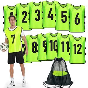 PULUOMASI 12-Pack Soccer Training Vests - Green XL