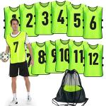 PULUOMASI 12-Pack Soccer Training Vests - Green XL
