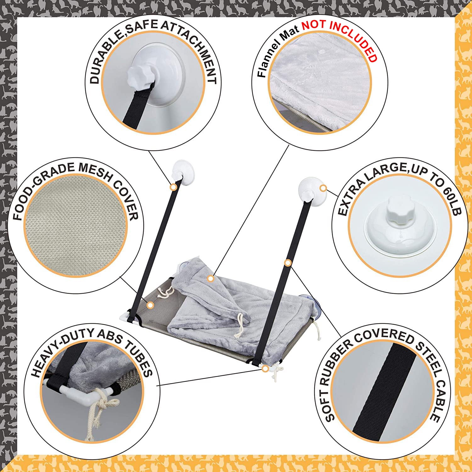 TINGOR Extra Large Cat Window Perch Hammock