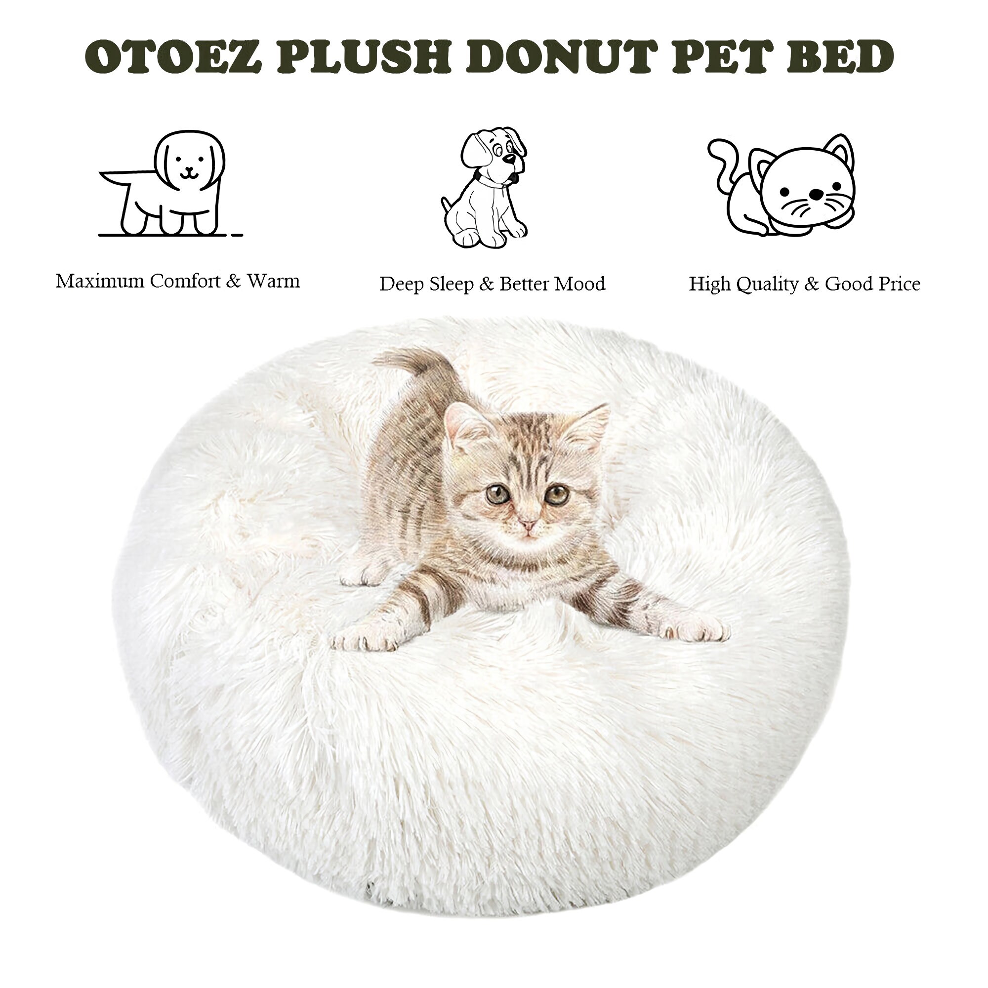 Soft Donut Pet Bed: Cozy & Calming for Cats