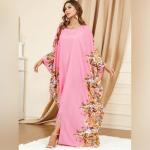 Pink Floral Moroccan Kaftan Dress for Women