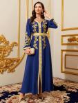 Royal Blue Embroidered Kaftan Maxi Dress