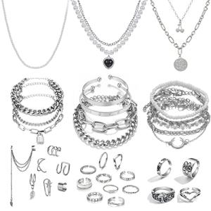 Glam Silver Plated Jewelry Set for Women