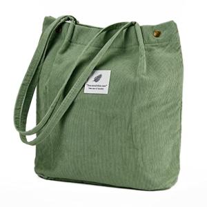 Matcha Green Corduroy Tote Bag for Women