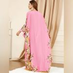 Pink Floral Moroccan Kaftan Dress for Women