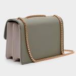 Cute Color-Block Leather Crossbody Bag for Women