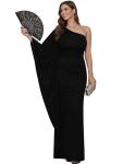 KOH KOH Off the Shoulder Black Maxi Kaftan