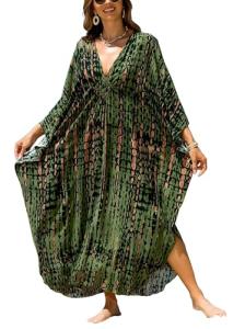 Plus Size V-Neck Batwing Beach Kaftan Dress