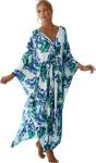 Floral V Neck Kaftan Swim Cover Up