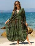 Plus Size V-Neck Batwing Beach Kaftan Dress