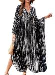Yanziliu Tie Dye V-Neck Kaftan Beach Dress