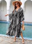 Yanziliu Tie Dye V-Neck Kaftan Beach Dress