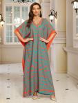 Plus Size V Neck Batwing Kaftan Maxi Dresses
