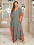 Plus Size V Neck Batwing Kaftan Maxi Dresses