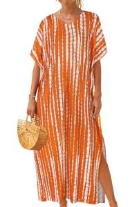 Chicgal Women's Oversized V Neck Kaftan Dress