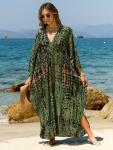 Plus Size V-Neck Batwing Beach Kaftan Dress