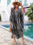 Yanziliu Tie Dye V-Neck Kaftan Beach Dress