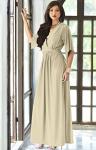 KOH KOH Women's Flowy V-Neck Long Kaftan Dress