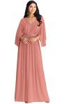 Cinnamon Rose Pink Long Sleeve Evening Kaftan