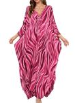 Plus Size Pink Striped Floral Kaftan Dress