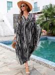 Yanziliu Tie Dye V-Neck Kaftan Beach Dress