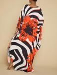 Floral Print Plus Size Kaftan Swim Cover-Up