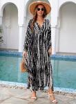 Yanziliu Tie Dye V-Neck Kaftan Beach Dress