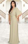 KOH KOH Women's Flowy V-Neck Long Kaftan Dress