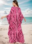 Plus Size Pink Striped Floral Kaftan Dress