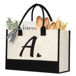 Personalized Beach Tote Bag for Women - Letter A