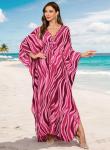 Plus Size Pink Striped Floral Kaftan Dress