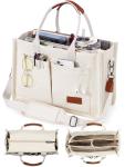 Beige Canvas Crossbody Tote Bag for Work