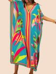 Plus Size Sky Blue Kaftan Swim Cover Up