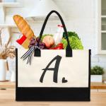 Personalized Beach Tote Bag for Women - Letter A