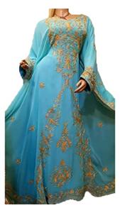 Turquoise Moroccan Kaftan Dress for Women