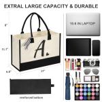 Personalized Beach Tote Bag for Women - Letter A
