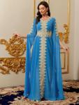 Blue Lace Moroccan Kaftan Dress for Women