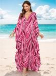 Plus Size Pink Striped Floral Kaftan Dress