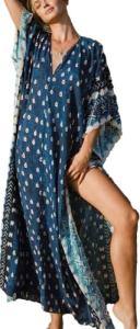 V-neck Batwing Sleeve Plus Size Kaftan Dress