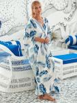 Plus Size Blue Leaves Kaftan Dress Cover-up