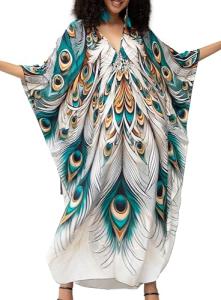 Plus Size Hawaiian Batwing Sleeve Kaftan Dress