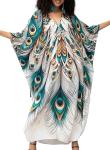 Plus Size Hawaiian Batwing Sleeve Kaftan Dress