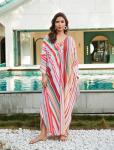Rainbow Striped Kaftan Dress for Beach Days