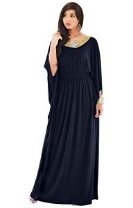 Plus Size Long Dark Navy Kaftan Dress