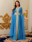 Blue Lace Moroccan Kaftan Dress for Women