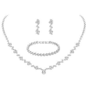 Elegant Silver Crystal Jewelry Set for Brides