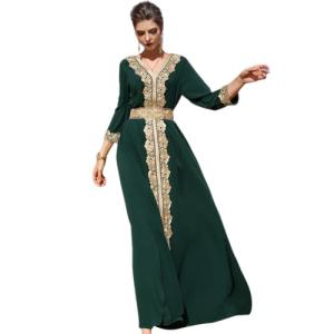 Dark Green Moroccan Kaftan Dress for Women