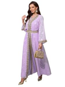 Lilac Moroccan Maxi Kaftan Dress for Women