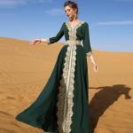 Dark Green Moroccan Kaftan Dress for Women